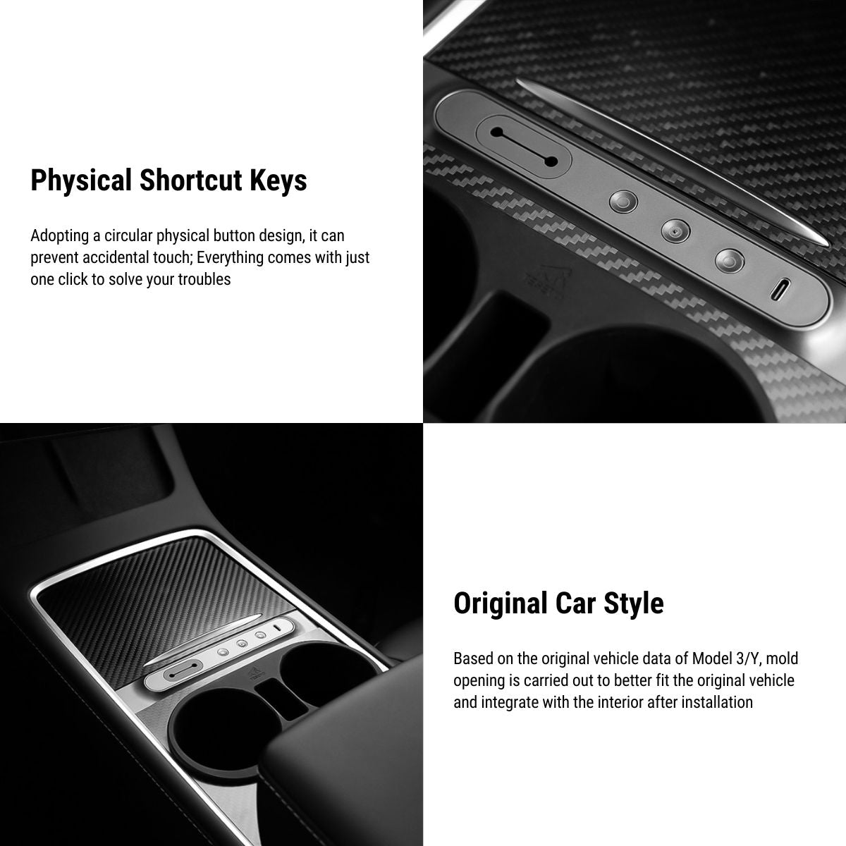 USB Hub Physical Buttons for Tesla Model 3&Y 2021-2023