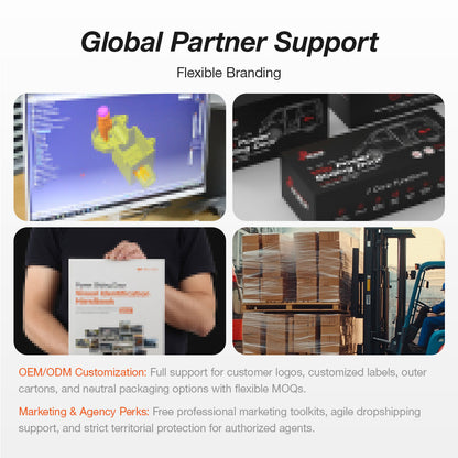Global partner support with flexible branding, OEM and ODM customization for customer logos, labels and neutral packaging, plus marketing toolkits and dropshipping support