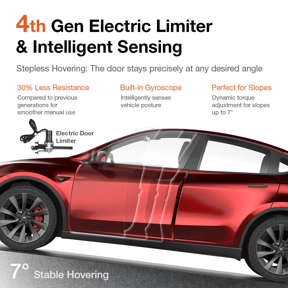 4th Gen Electric Limiter and Intelligent Sensing for Tesla Model Y — stepless hovering at any angle, built-in gyroscope, 30% less resistance, stable on slopes up to 7 degrees
