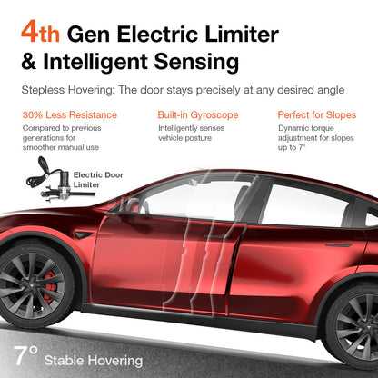 4th Gen Electric Limiter and Intelligent Sensing for Tesla Model Y — stepless hovering at any angle, built-in gyroscope, 30% less resistance, stable on slopes up to 7 degrees