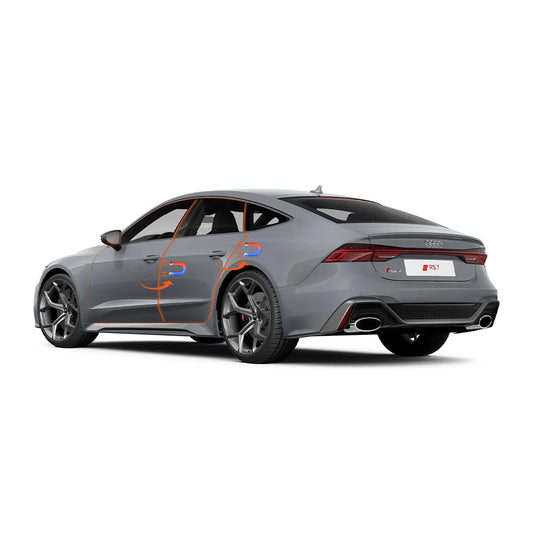 Electric suction door retrofit kit compatible with Audi RS7 Sportback. 1