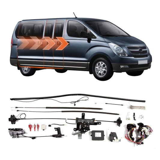 Main view: Hyundai H1 / Grand Starex MPV electric power sliding door retrofit kit with full motor assembly.