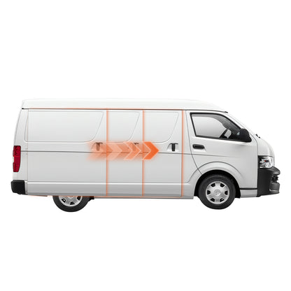 Main view: Toyota HiAce H200 / Commuter Van electric power sliding door retrofit kit with full motor assembly.