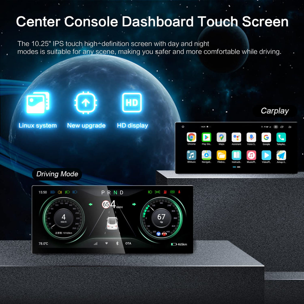 Ruiyyco 10.25‘’ Android 4G Tesla Model 3 / Y Display LCD Instrument Dashboard Screen